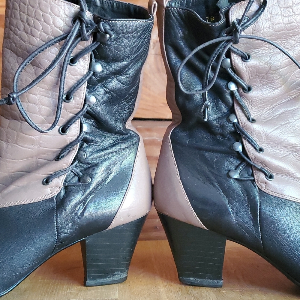 Vintage Wild Pair Two-Tone Lace Up Boots -SOLD